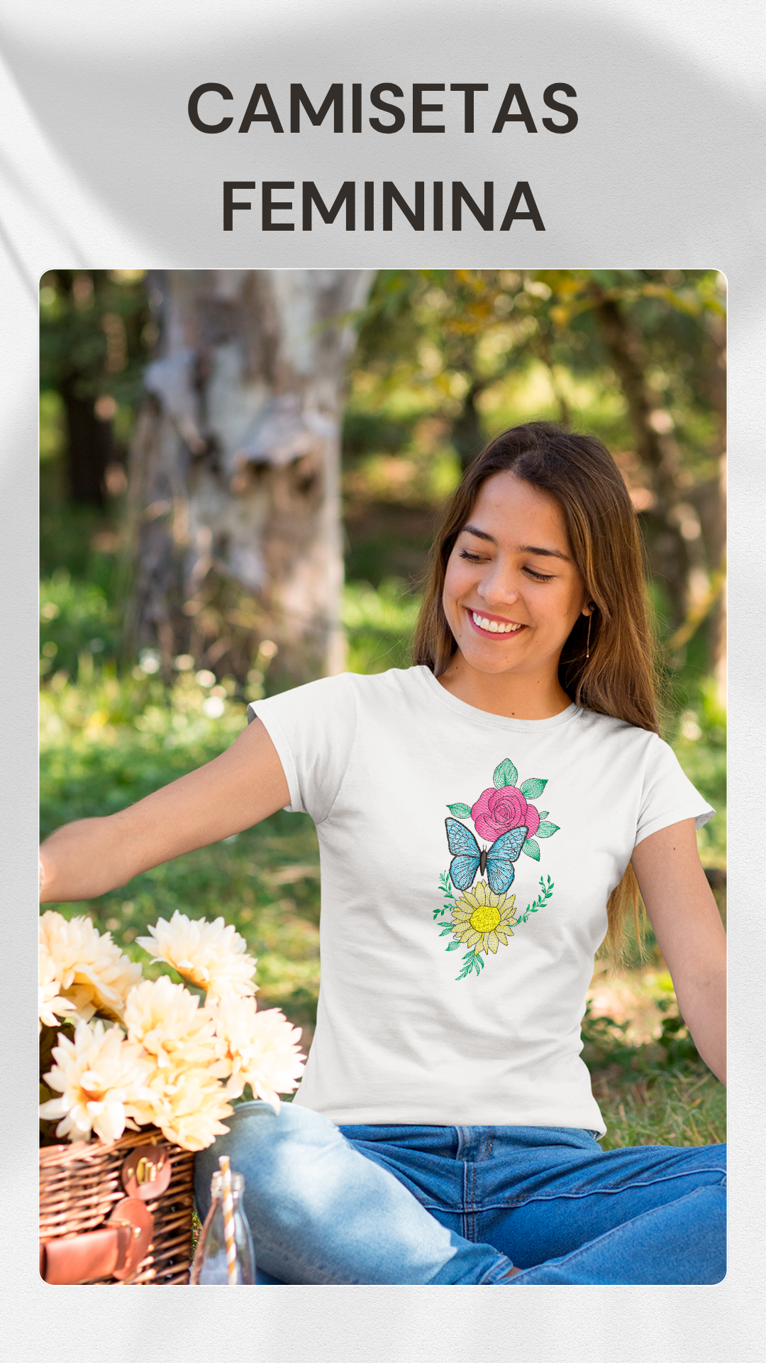 Camiseta com estampa bordada